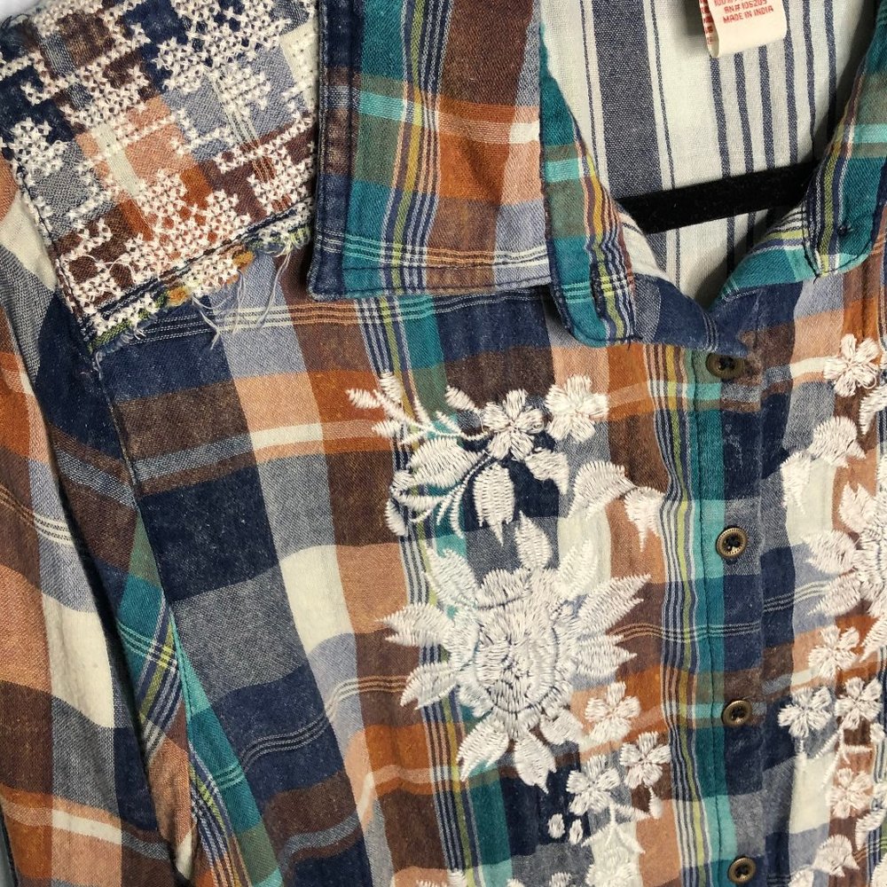 Sundance Quiet Canyon Plaid Embroidered Top - Picture 5 of 6